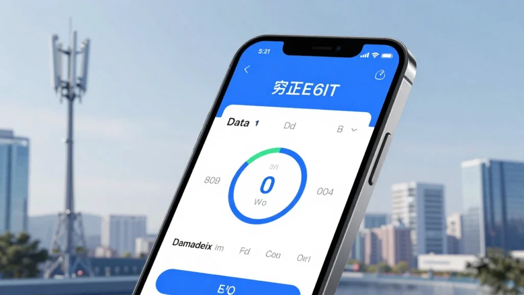 Un smartphone muestra los resultados de una prueba de velocidad de datos 5G.
