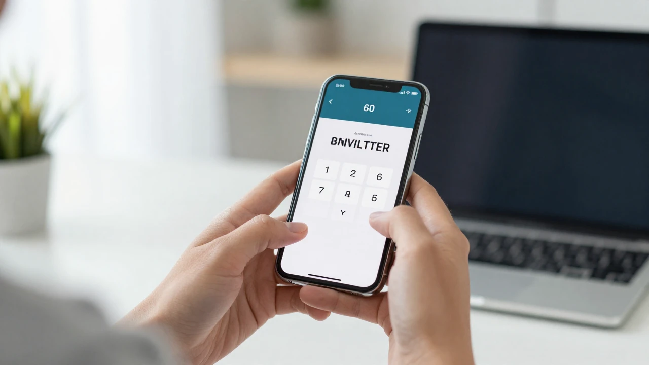 Manos sostienen un teléfono móvil mostrando un código de verificación para autenticación segura.