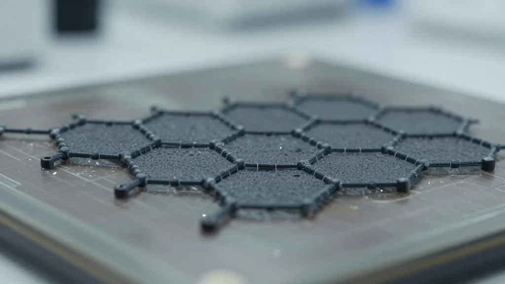 Una lámina de grafeno sobre un wafer de silicio en un laboratorio.