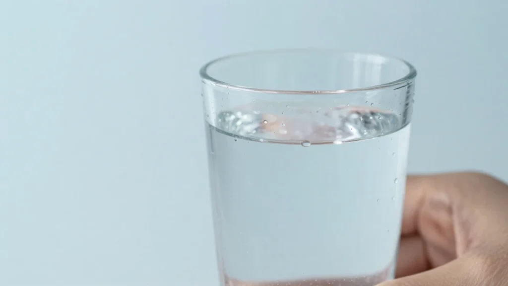 Vaso de agua con gotas