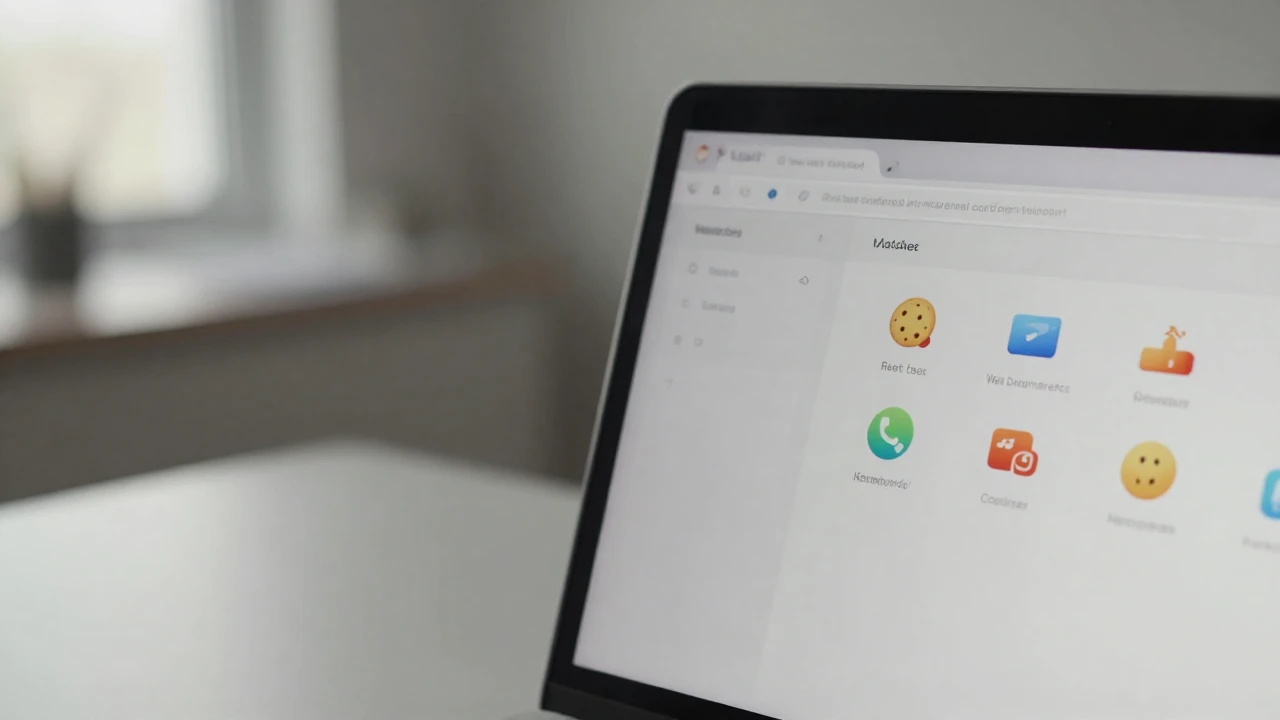 Una pantalla de portátil muestra extensiones de navegador para gestionar cookies y privacidad online.