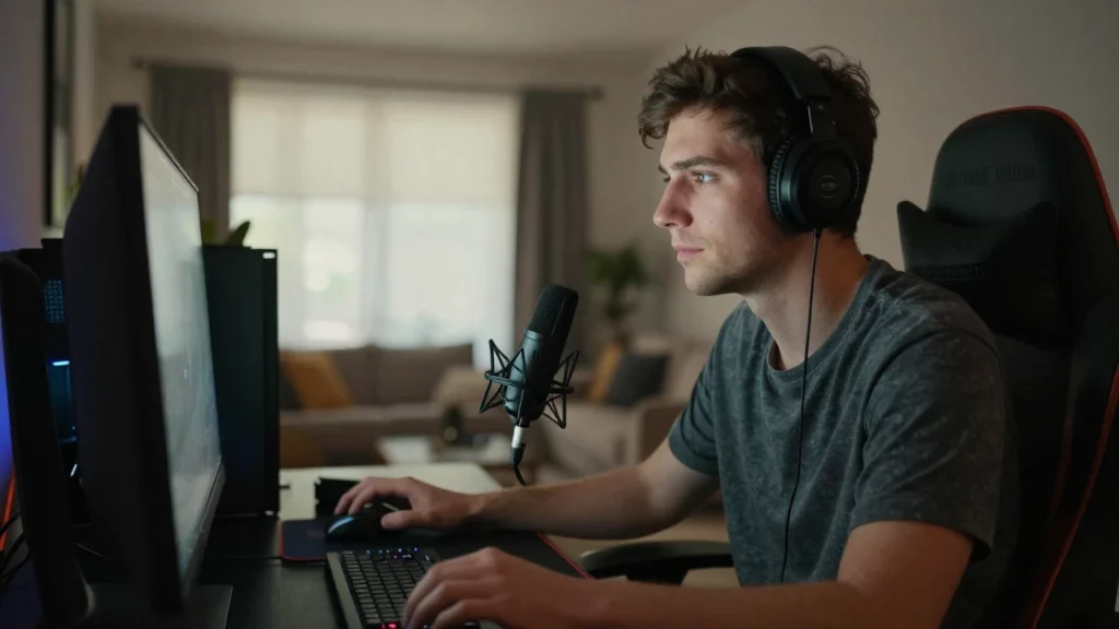 Joven gamer transmite en vivo desde su habitación